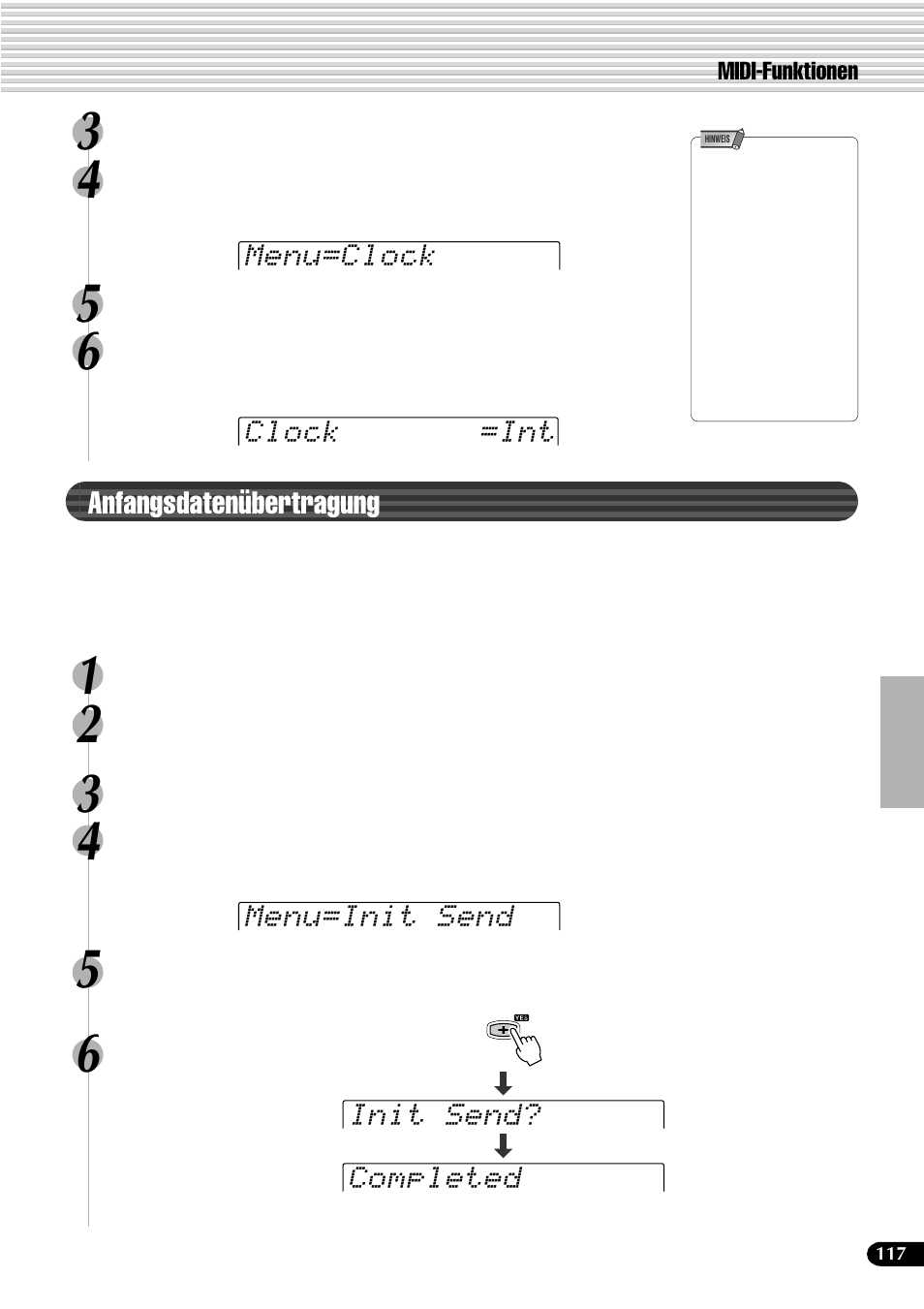 Anfangsdatenübertragung | Yamaha PSR-540 User Manual | Page 118 / 161