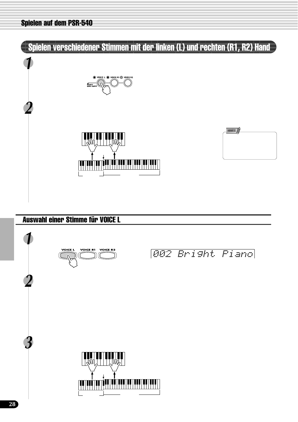 002 bright piano | Yamaha PSR-540 User Manual | Page 29 / 161