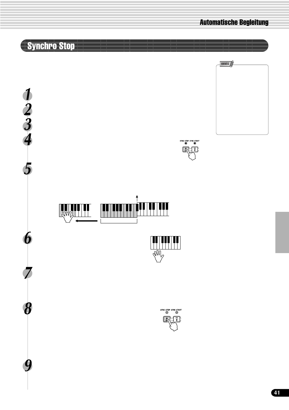 Synchro stop | Yamaha PSR-540 User Manual | Page 42 / 161
