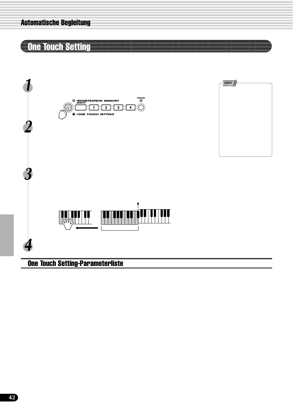 One touch setting | Yamaha PSR-540 User Manual | Page 43 / 161