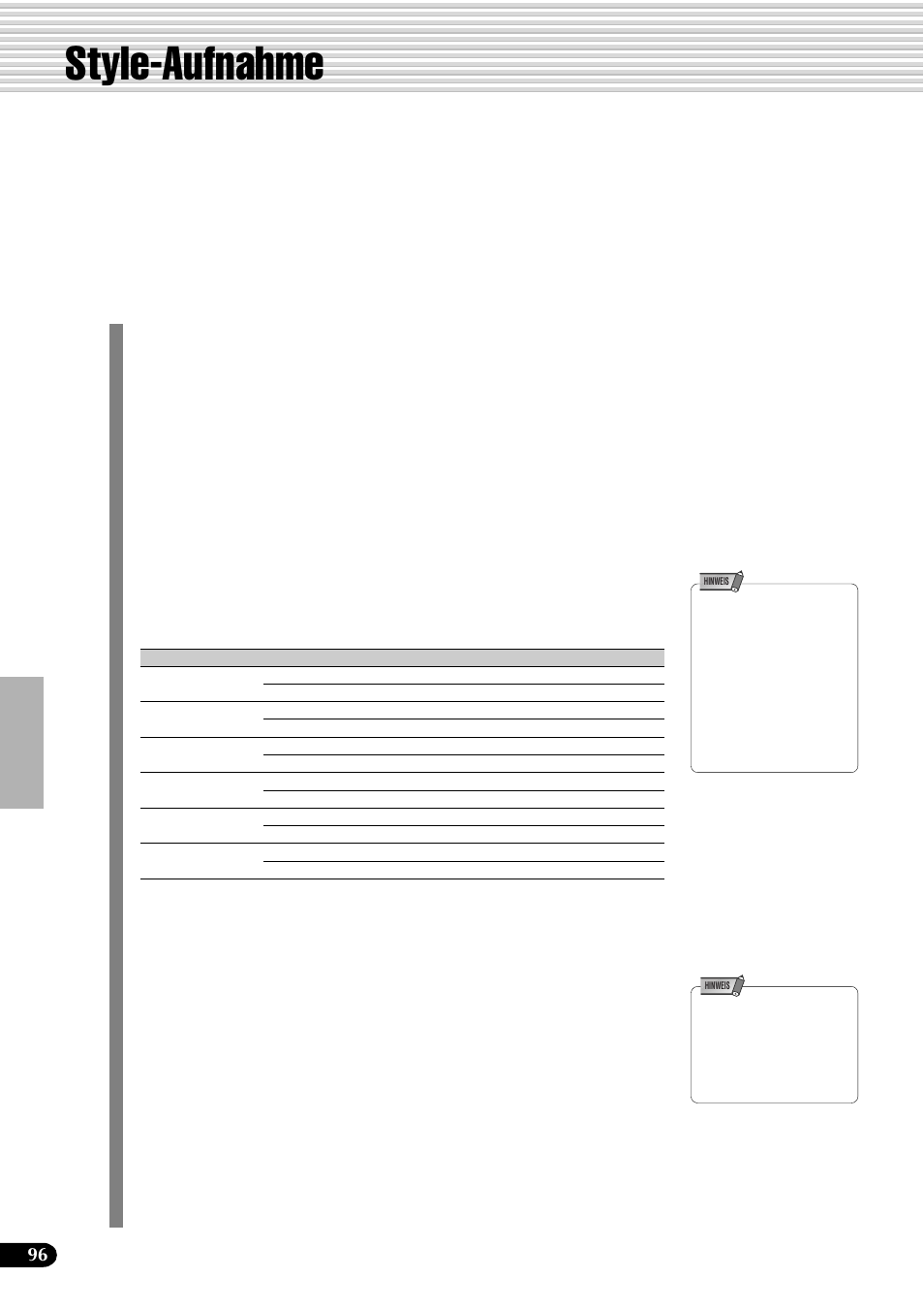 Style-aufnahme, Anwender-style-spuren | Yamaha PSR-540 User Manual | Page 97 / 161