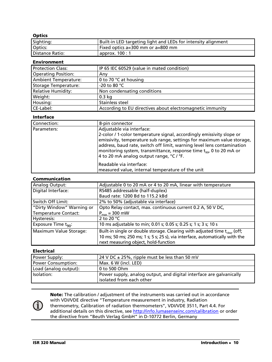 LumaSense Technologies ISR 320 User Manual | Page 10 / 46