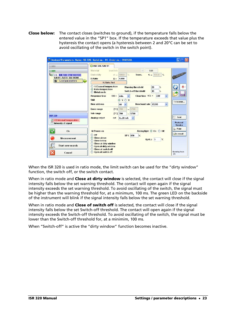 LumaSense Technologies ISR 320 User Manual | Page 23 / 46