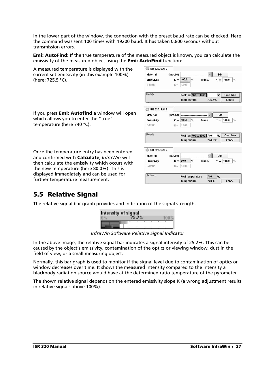 5 relative signal, Gnal | LumaSense Technologies ISR 320 User Manual | Page 27 / 46