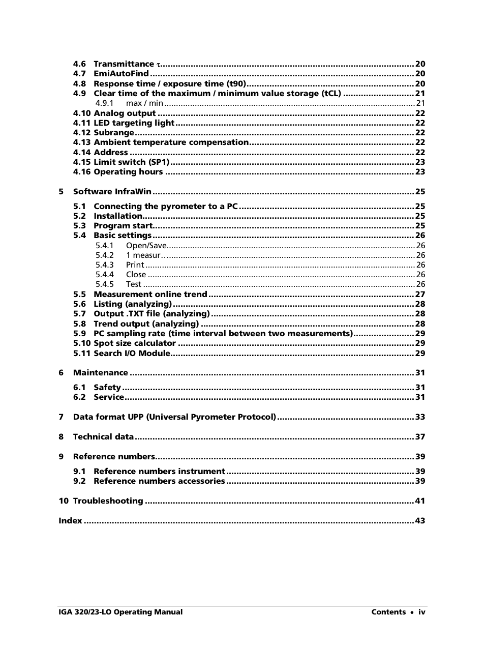 LumaSense Technologies IGA 320/23-LO User Manual | Page 4 / 44