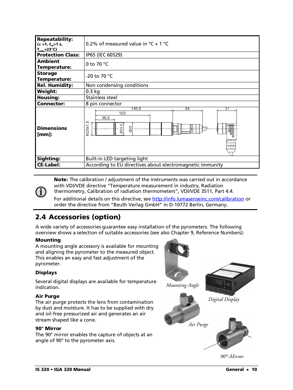 4 accessories (option) | LumaSense Technologies IS 320 User Manual | Page 10 / 34