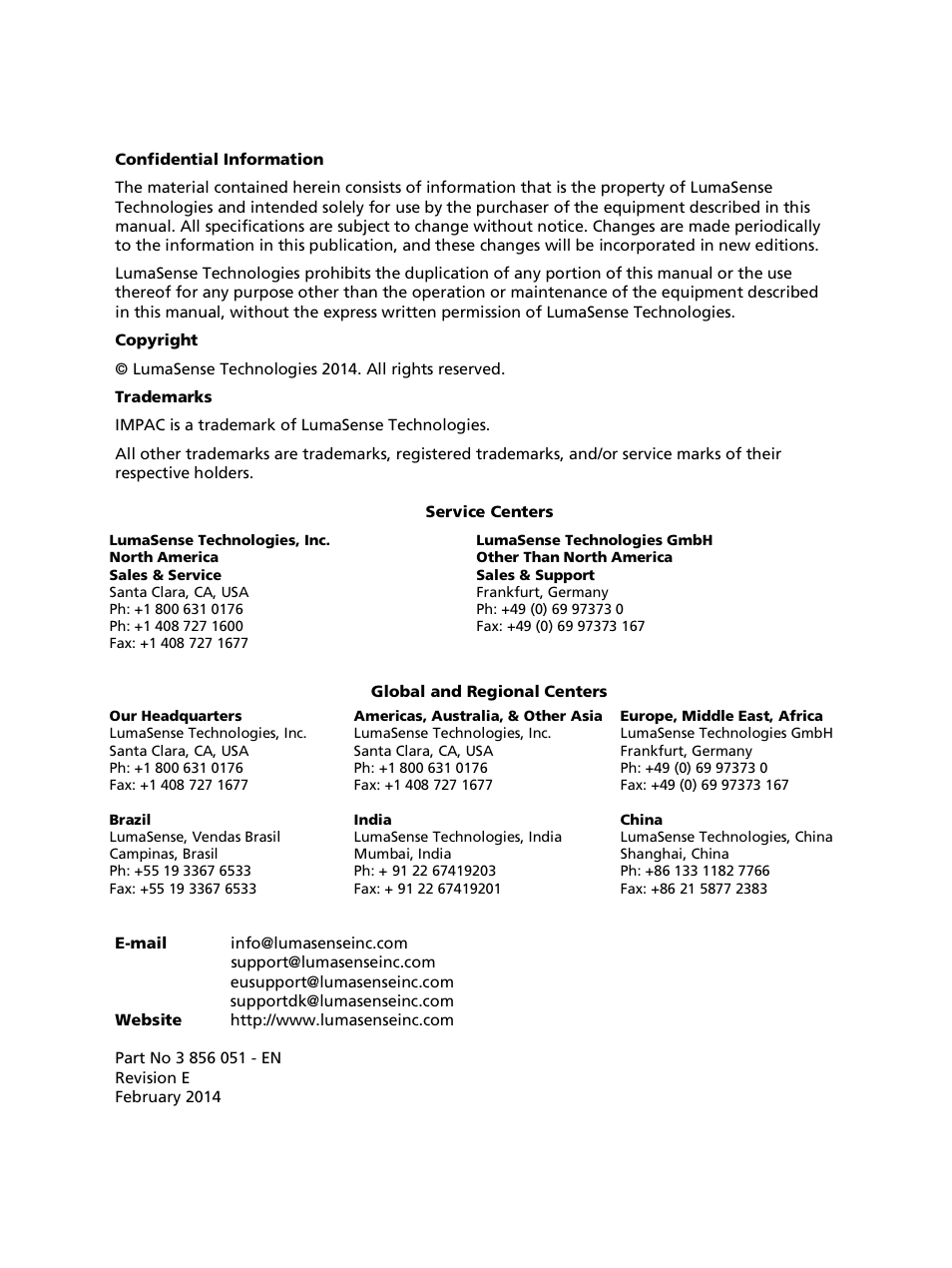 LumaSense Technologies IS 310 User Manual | Page 2 / 21