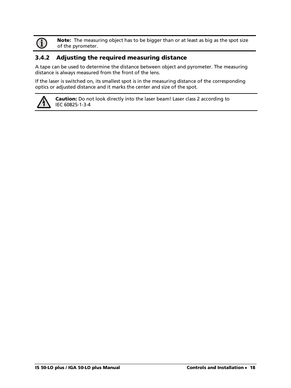 2 adjusting the required measuring distance | LumaSense Technologies IS 50-LO plus User Manual | Page 18 / 36