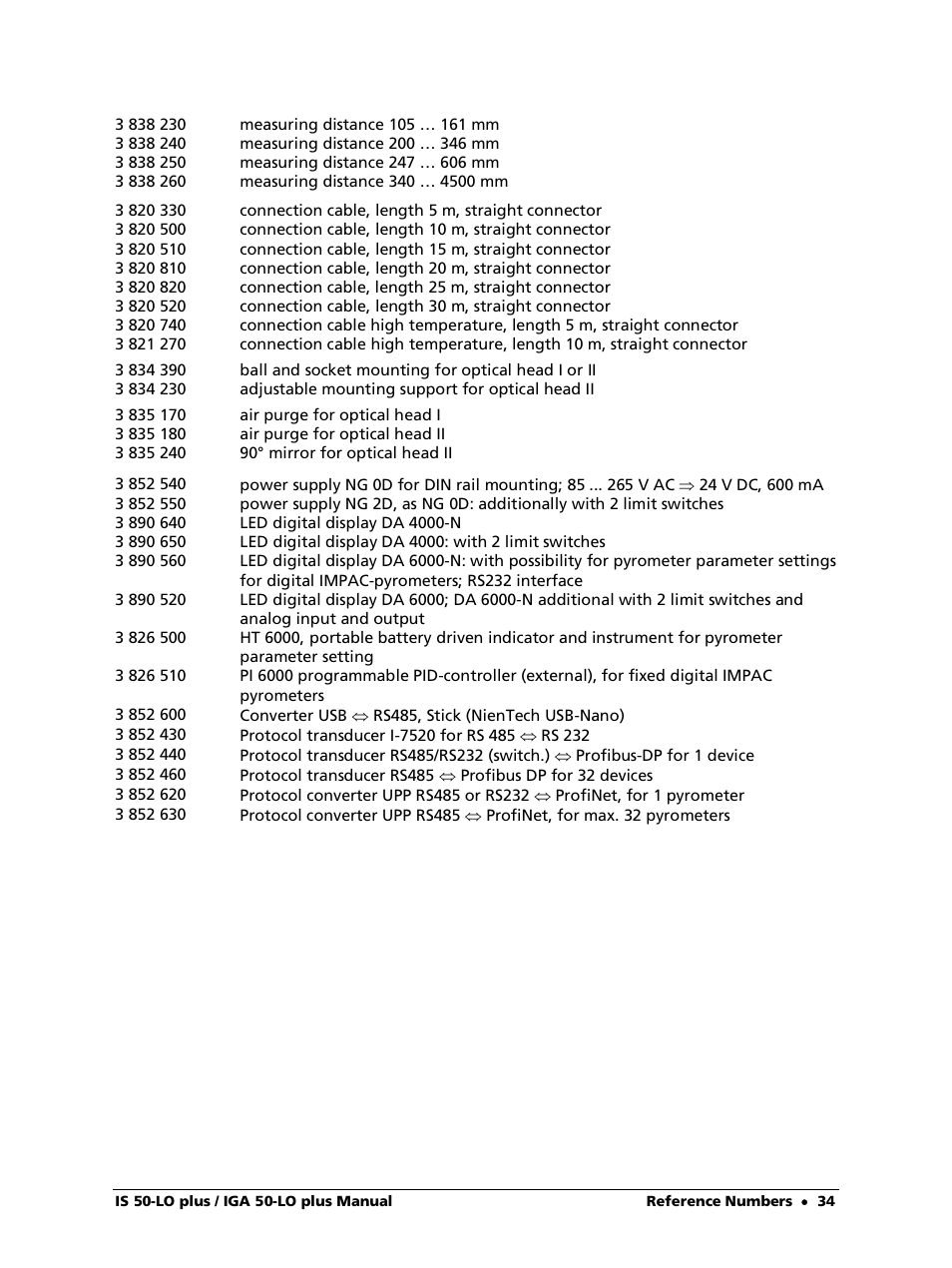 LumaSense Technologies IS 50-LO plus User Manual | Page 34 / 36