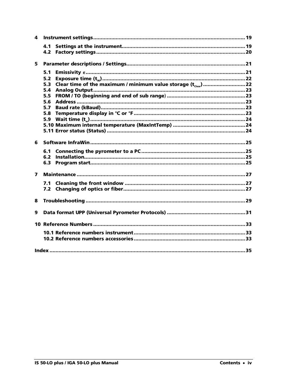 LumaSense Technologies IS 50-LO plus User Manual | Page 4 / 36