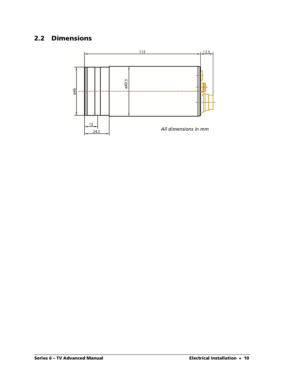 2 dimensions | LumaSense Technologies ISR 6-TV Advanced User Manual | Page 10 / 25