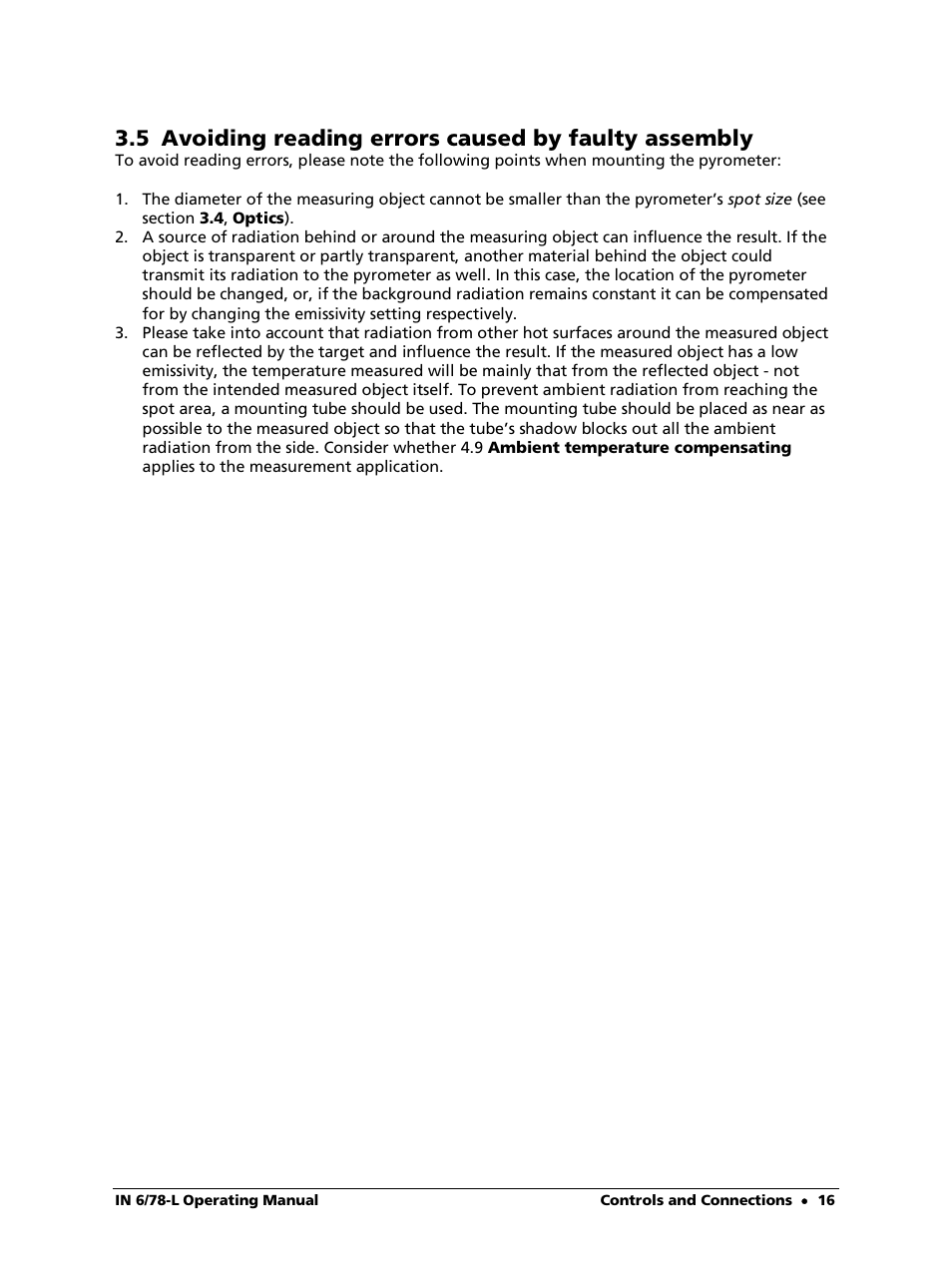 LumaSense Technologies IN 6/78-L User Manual | Page 16 / 38