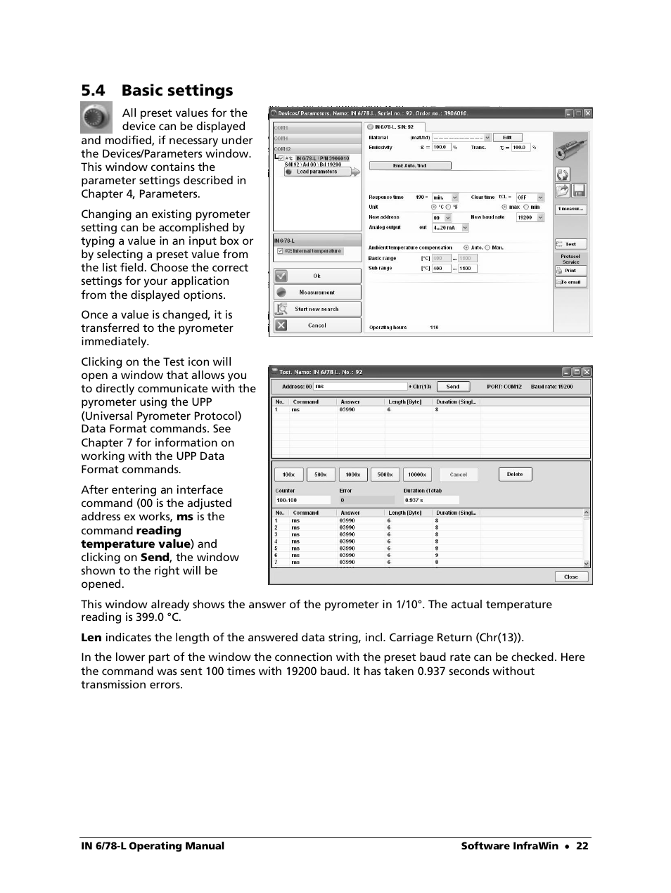 4 basic settings | LumaSense Technologies IN 6/78-L User Manual | Page 22 / 38