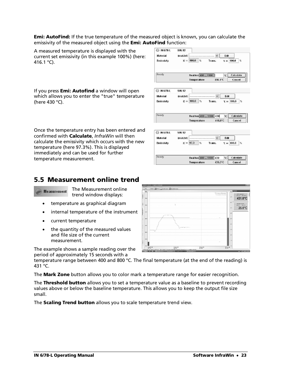 5 measurement online trend | LumaSense Technologies IN 6/78-L User Manual | Page 23 / 38