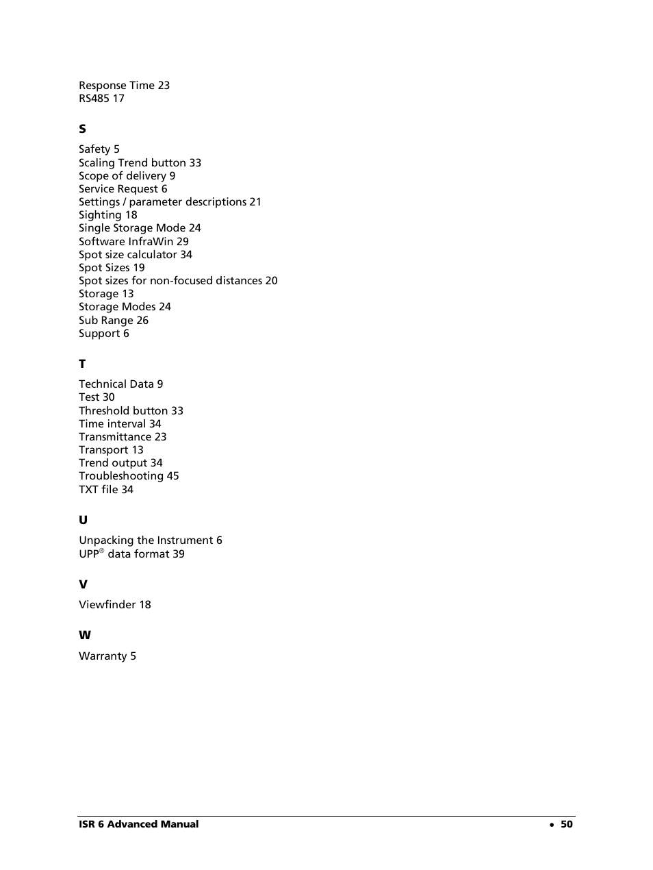 LumaSense Technologies ISR 6 Advanced User Manual | Page 50 / 50