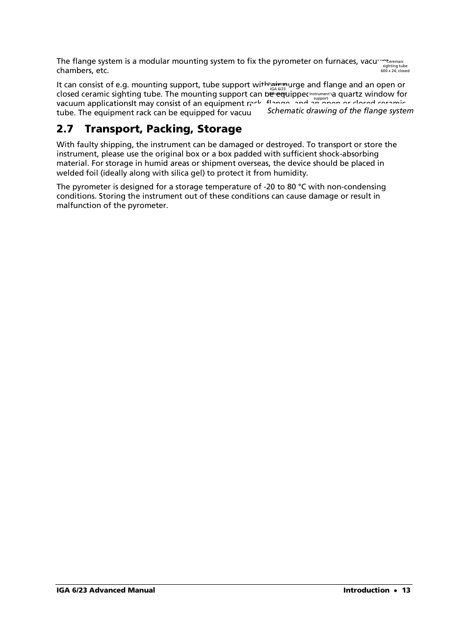 7 transport, packing, storage | LumaSense Technologies IGA 6/23 Advanced User Manual | Page 13 / 46