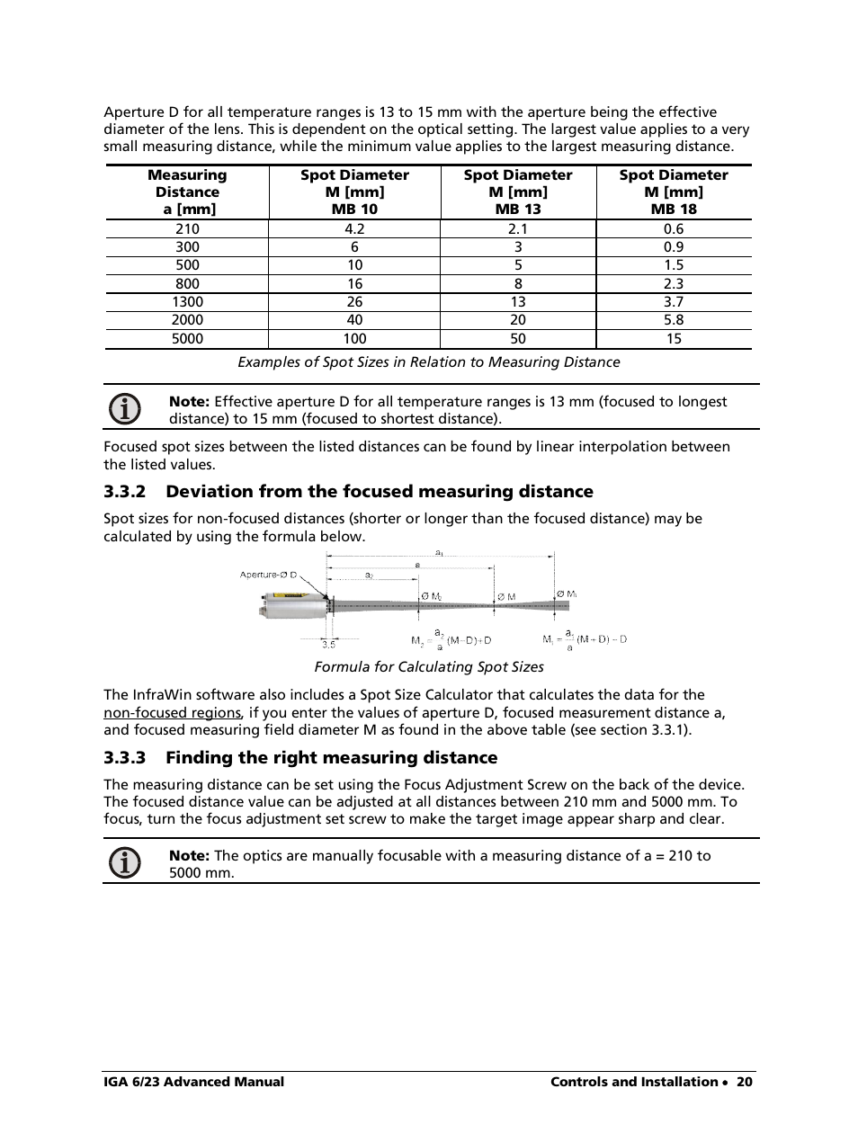 2 deviation from the focused measuring distance, 3 finding the right measuring distance | LumaSense Technologies IGA 6/23 Advanced User Manual | Page 20 / 46