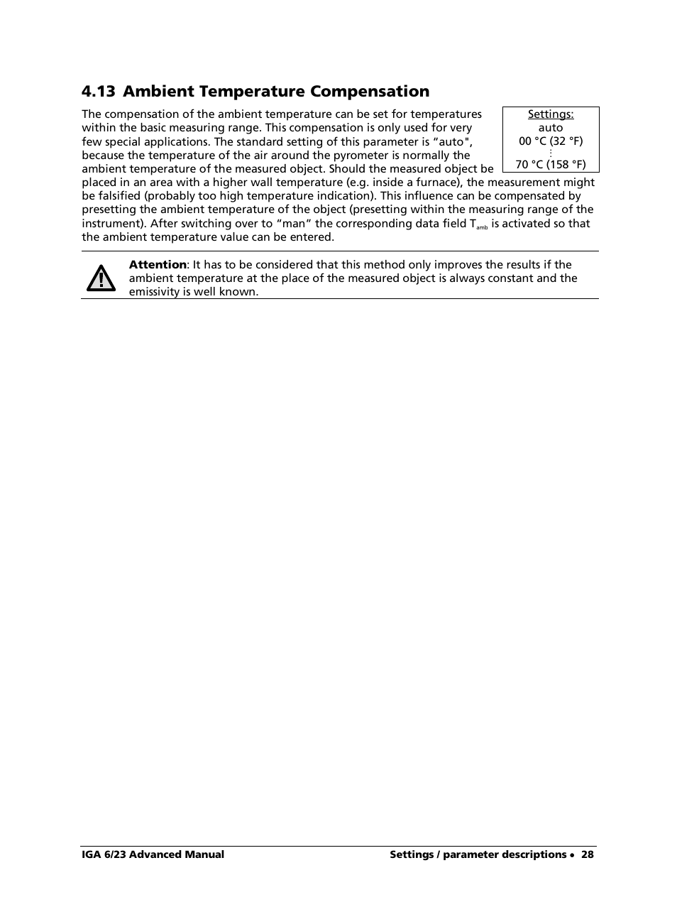 13 ambient temperature compensation | LumaSense Technologies IGA 6/23 Advanced User Manual | Page 28 / 46