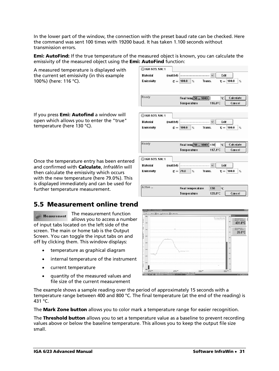 5 measurement online trend | LumaSense Technologies IGA 6/23 Advanced User Manual | Page 31 / 46