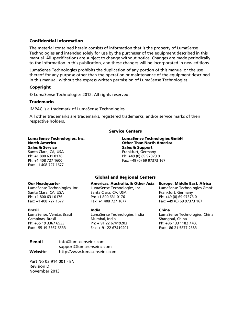 LumaSense Technologies IS 6 Advanced User Manual | Page 2 / 44