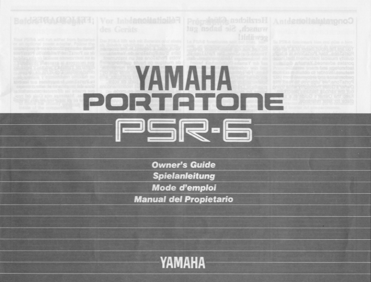 Yamaha PSR-6 User Manual | 20 pages