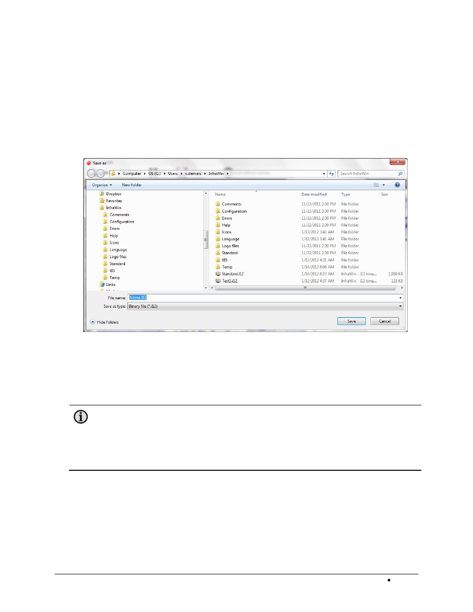 2 saving measurement values to a new file, Saving measurement values to a new file | LumaSense Technologies InfraWin 5 User Manual | Page 12 / 32