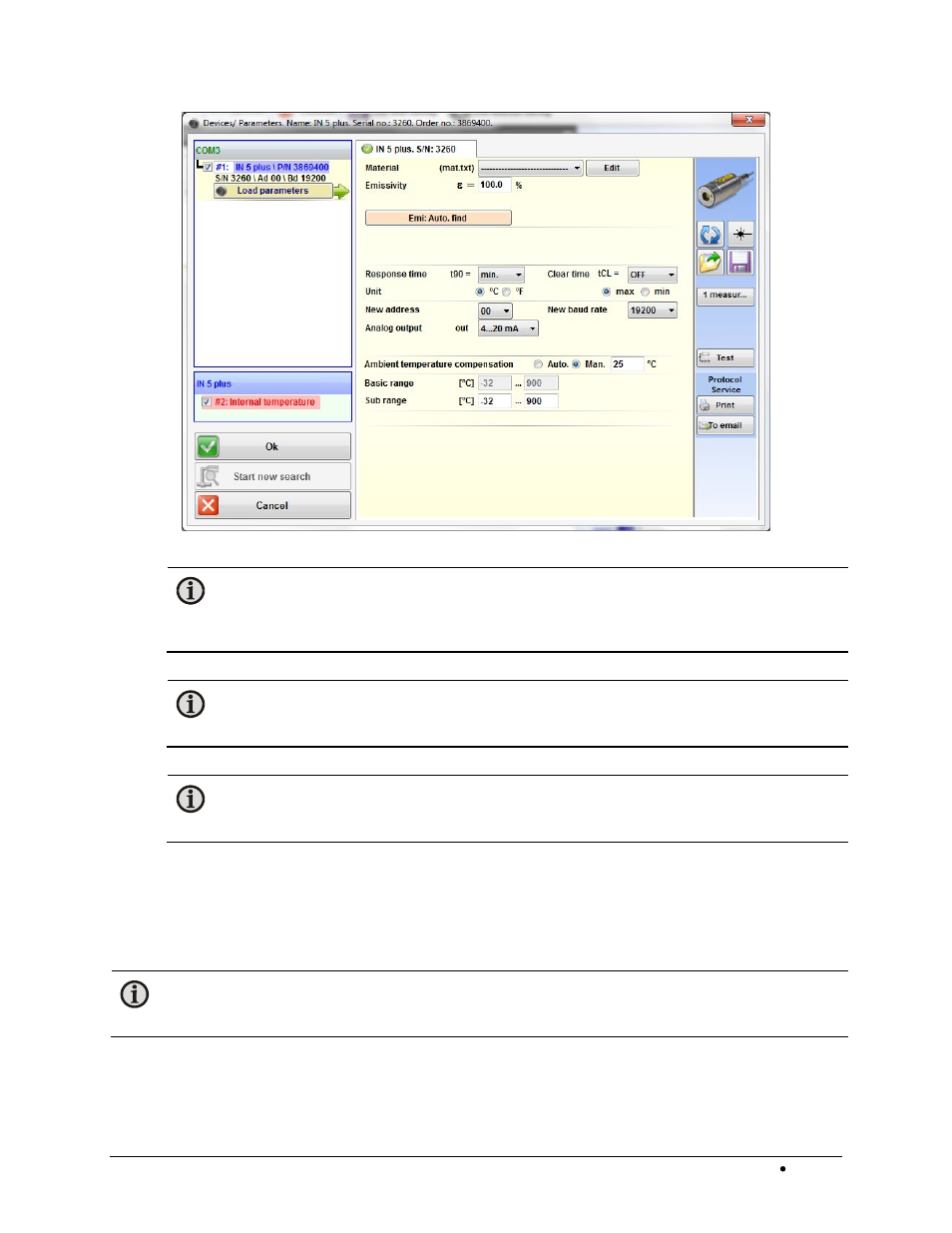 2 working with pyrometer parameter settings | LumaSense Technologies InfraWin 5 User Manual | Page 14 / 32