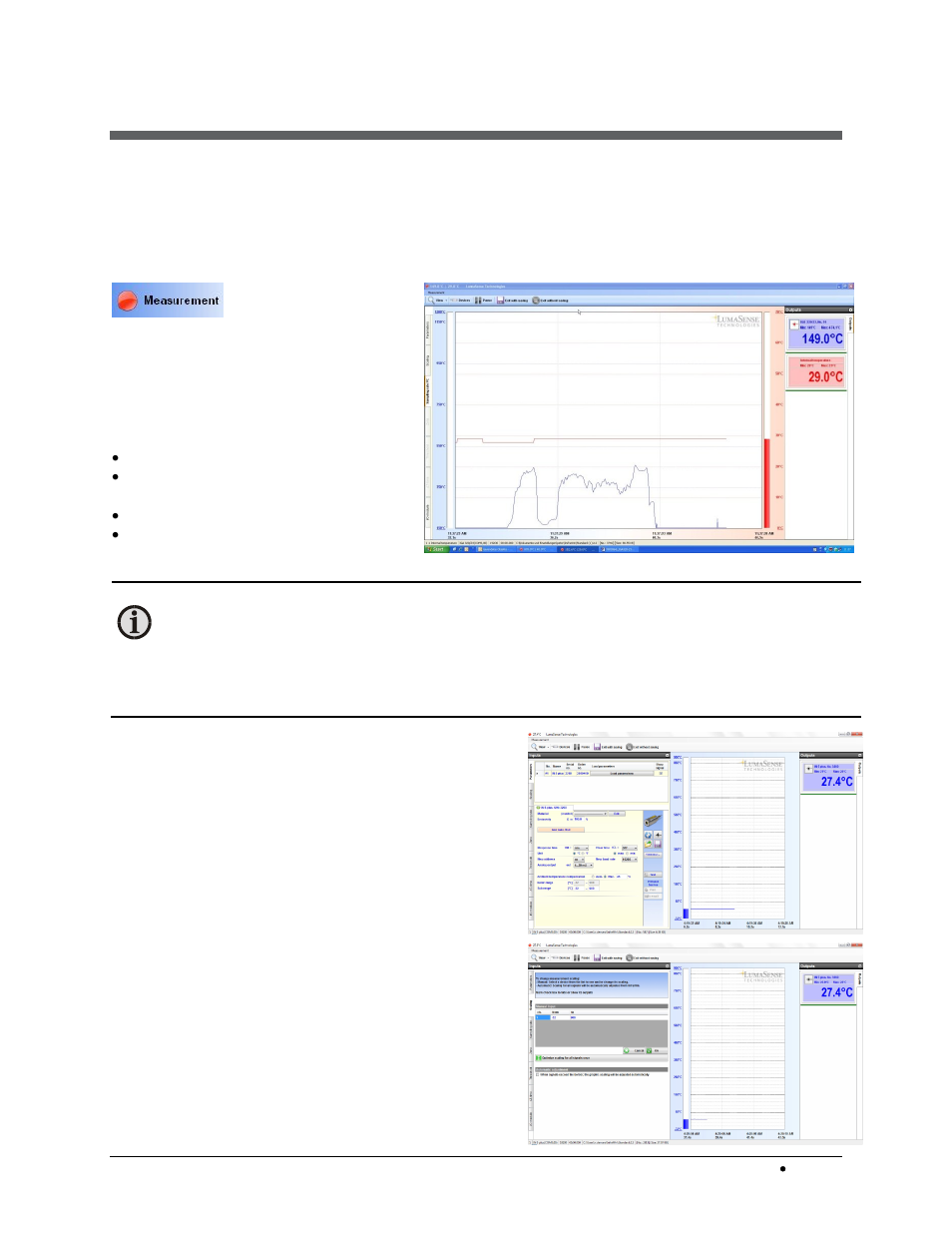 4 measurement, 1 measurement input/output screen, 1 parameters tab | 2 scaling tab, Parameters tab, Scaling tab | LumaSense Technologies InfraWin 5 User Manual | Page 21 / 32