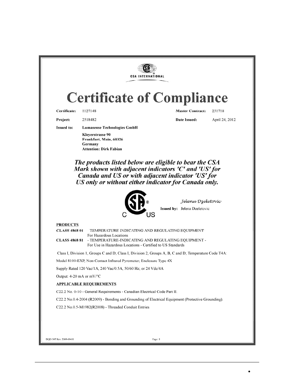 LumaSense Technologies M8100SM-EXP User Manual | Page 62 / 78