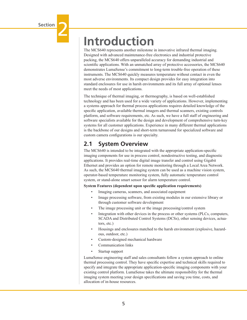 Introduction, 1 system overview | LumaSense Technologies MCS640 Manual User Manual | Page 9 / 26