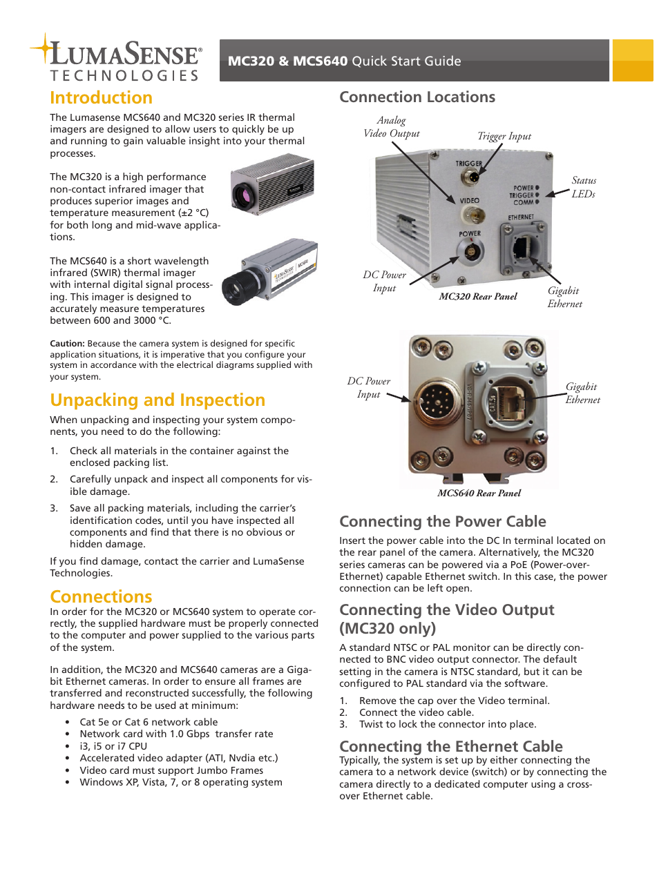 LumaSense Technologies MCS320 Quick Start Guide User Manual | 4 pages