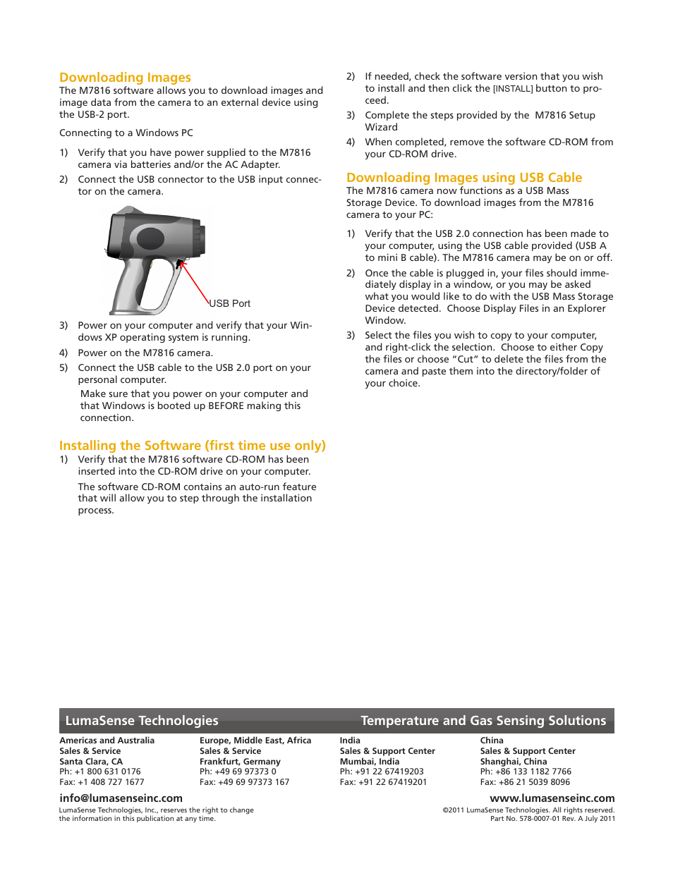 Installing the software (first time use only), Downloading images using usb cable | LumaSense Technologies MIKRON M7816 User Manual | Page 6 / 6