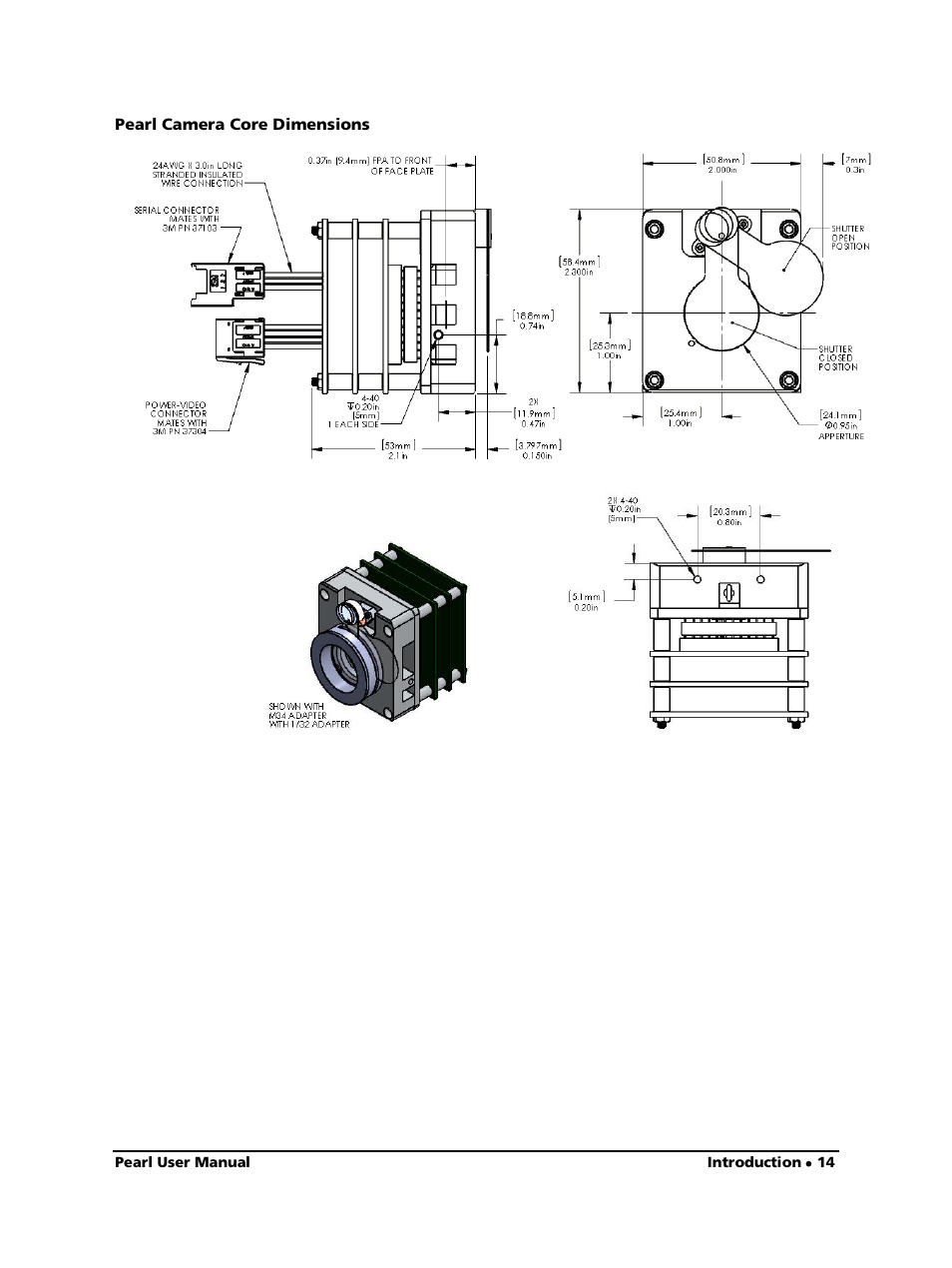 Pearl camera core dimensions | LumaSense Technologies Pearl OEM Manual User Manual | Page 14 / 26