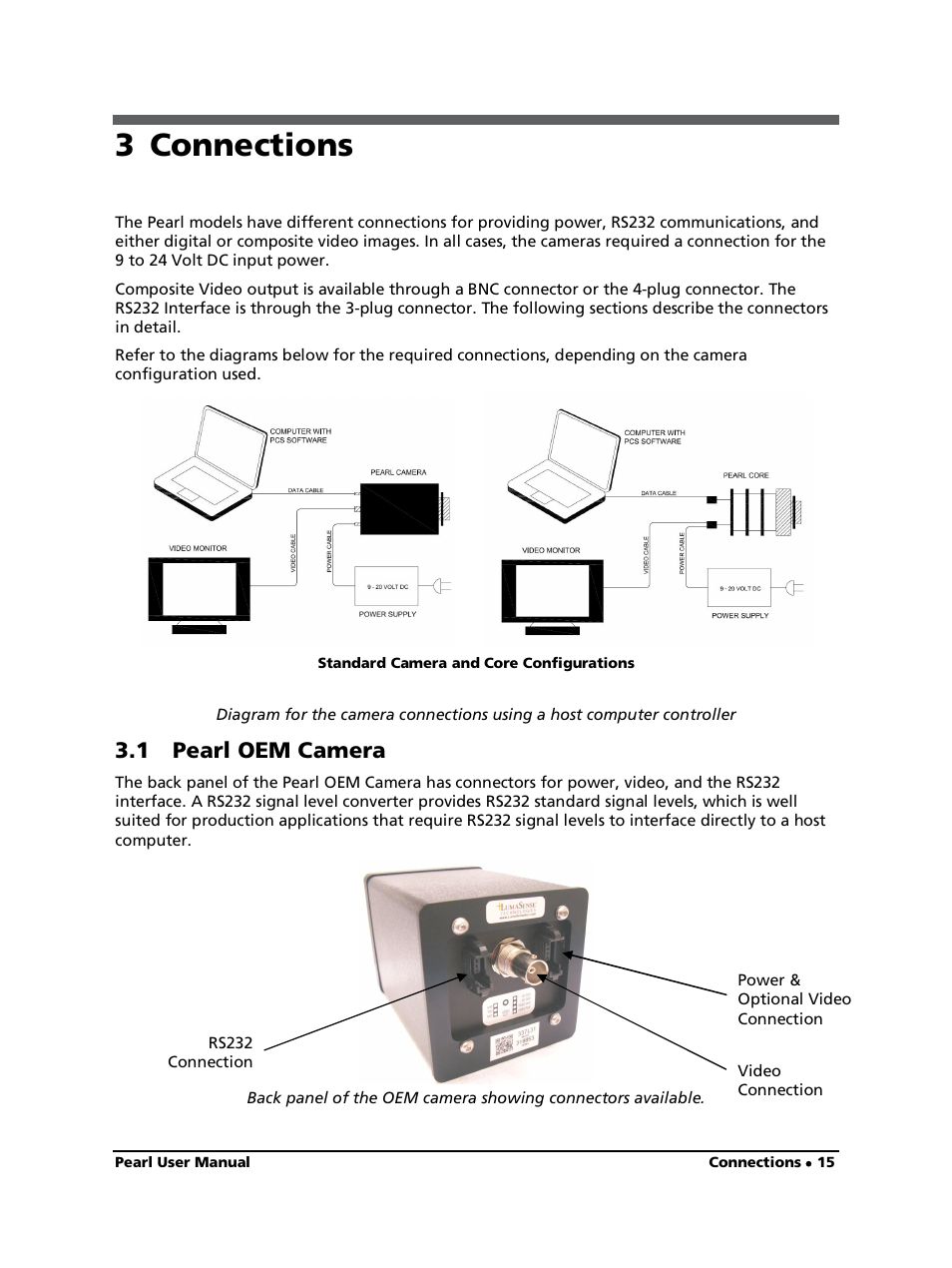 3 connections, 1 pearl oem camera | LumaSense Technologies Pearl OEM Manual User Manual | Page 15 / 26