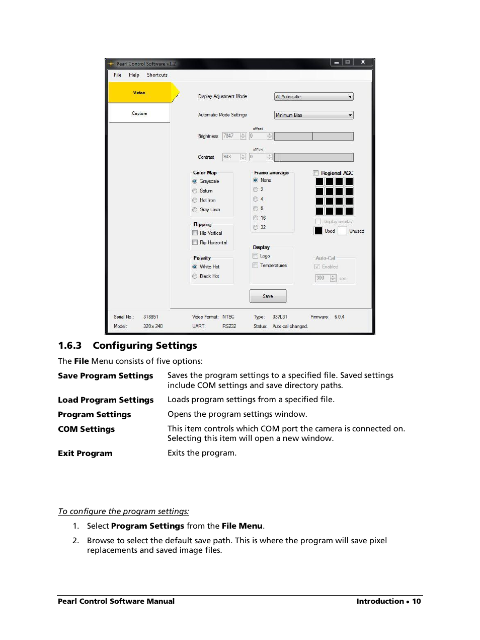 3 configuring settings, To configure the program settings | LumaSense Technologies Pearl Control User Manual | Page 10 / 44