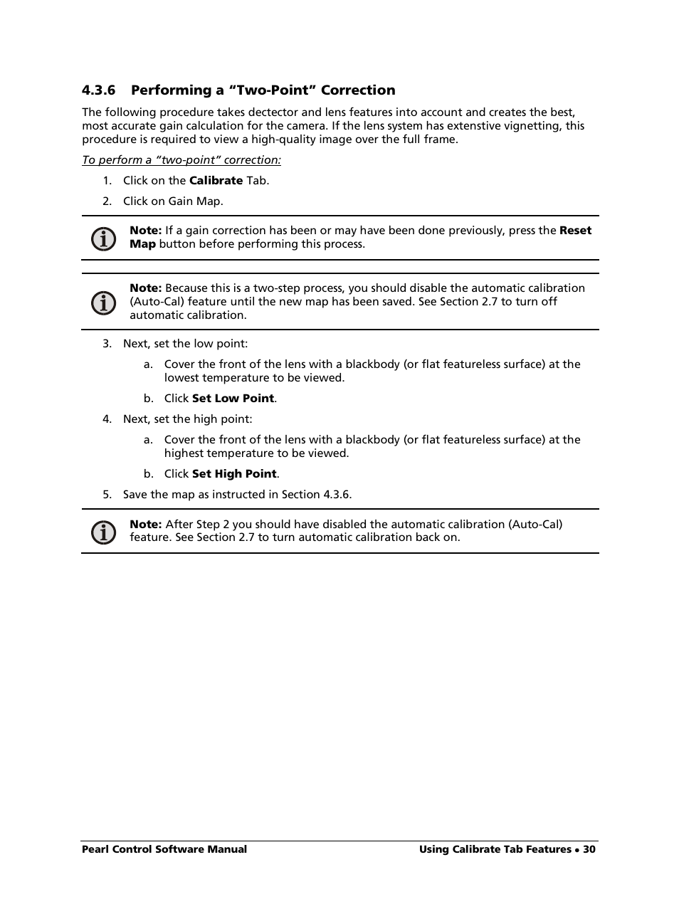 6 performing a “two-point” correction, To perform a “two-point” correction | LumaSense Technologies Pearl Control User Manual | Page 30 / 44