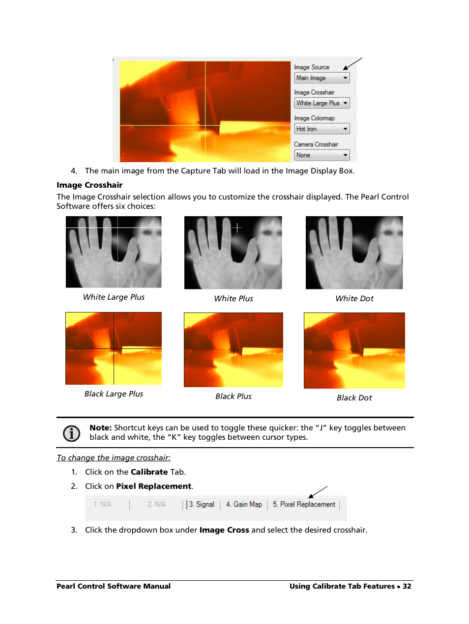 Image crosshair, To change the image crosshair | LumaSense Technologies Pearl Control User Manual | Page 32 / 44