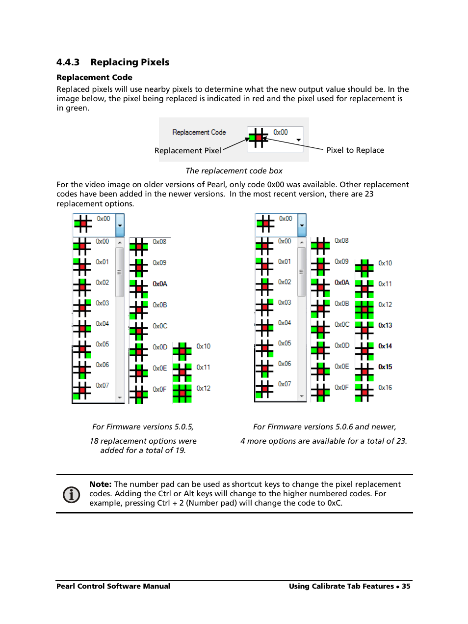 3 replacing pixels, Replacement code | LumaSense Technologies Pearl Control User Manual | Page 35 / 44