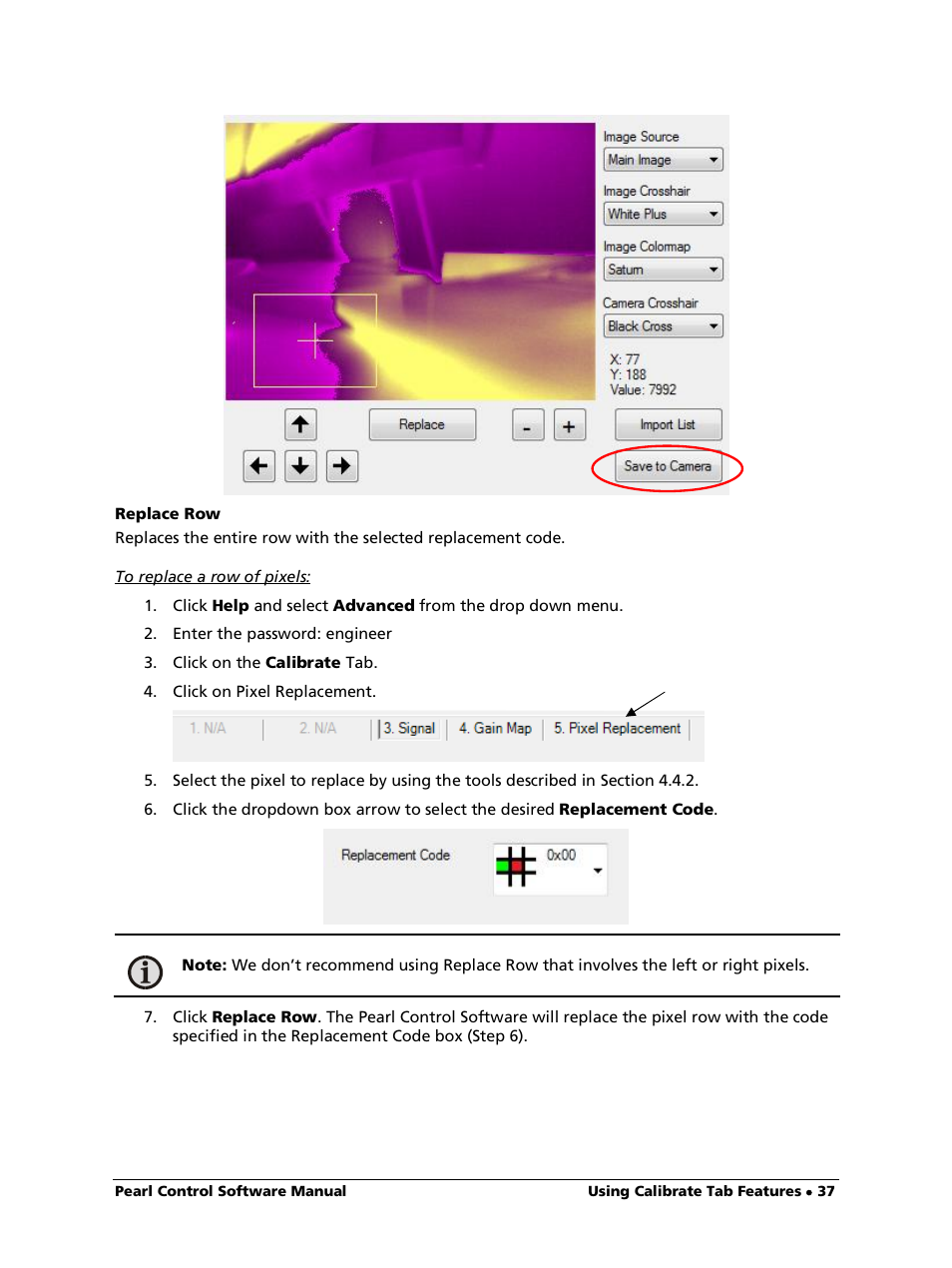 Replace row, To replace a row of pixels | LumaSense Technologies Pearl Control User Manual | Page 37 / 44