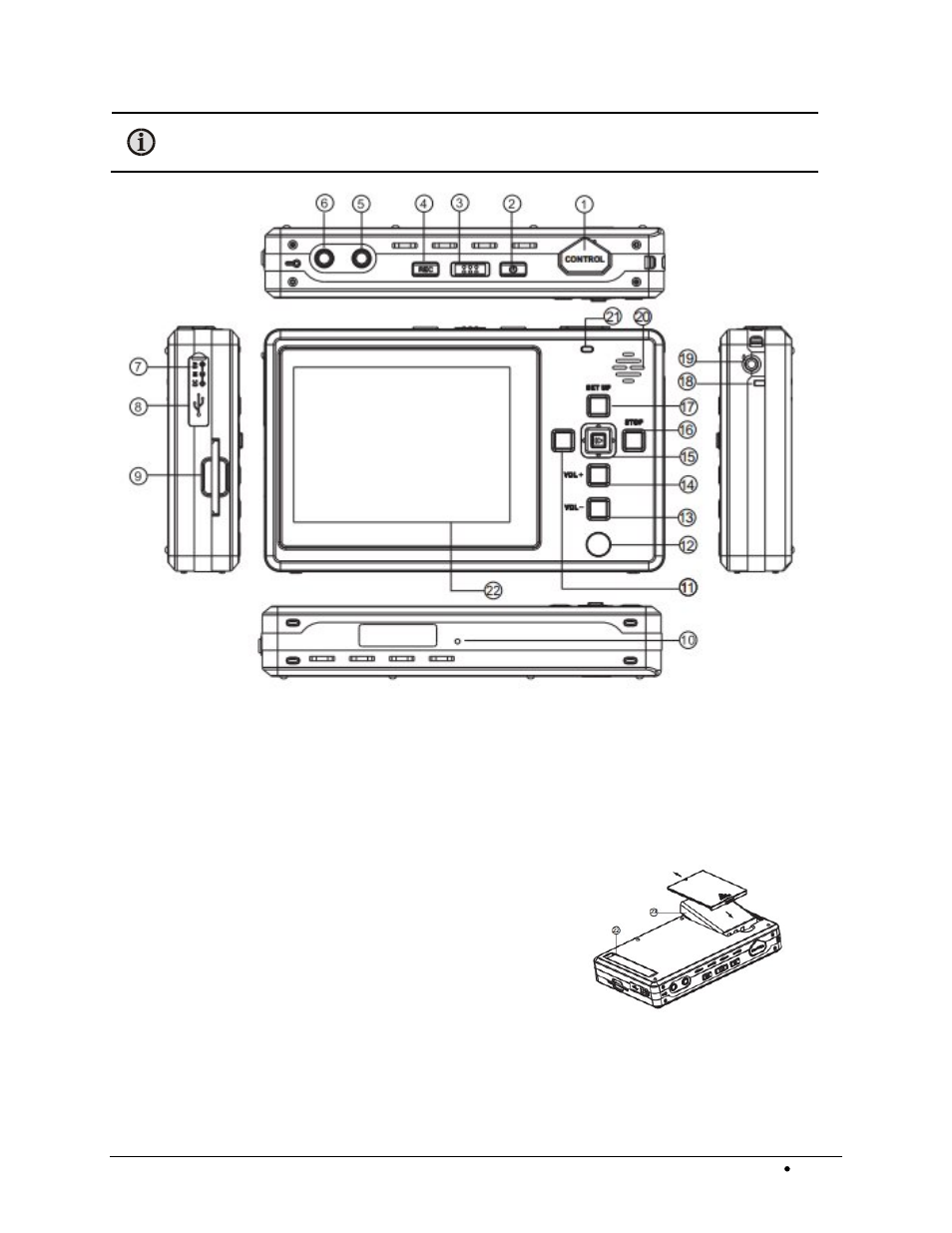 1 inserting the battery, 2 charging the battery, Inserting the battery | Charging the battery | LumaSense Technologies BoilerSpection-IM Manual User Manual | Page 21 / 43