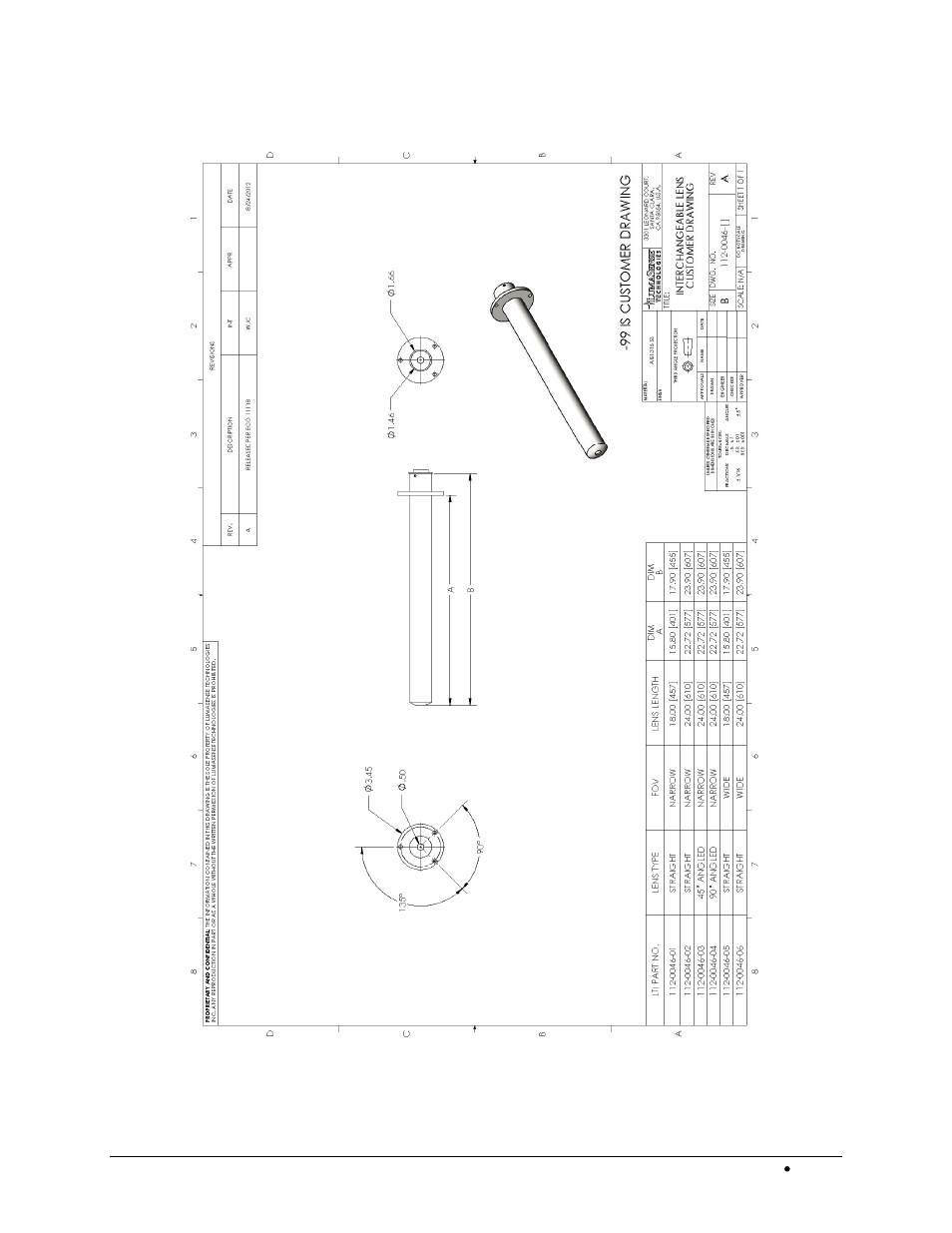 2 im interchangeable lens drawings, Im interchangeable lens drawings | LumaSense Technologies BoilerSpection-IM Manual User Manual | Page 33 / 43