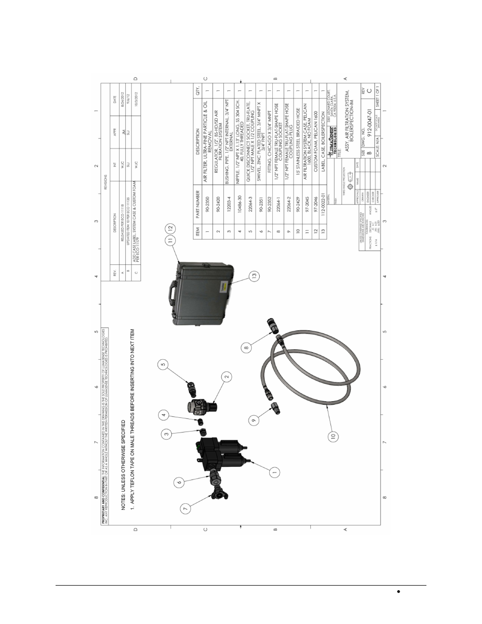 3 im air filtration system mechanical drawing, Im air filtration system mechanical drawing | LumaSense Technologies BoilerSpection-IM Manual User Manual | Page 34 / 43