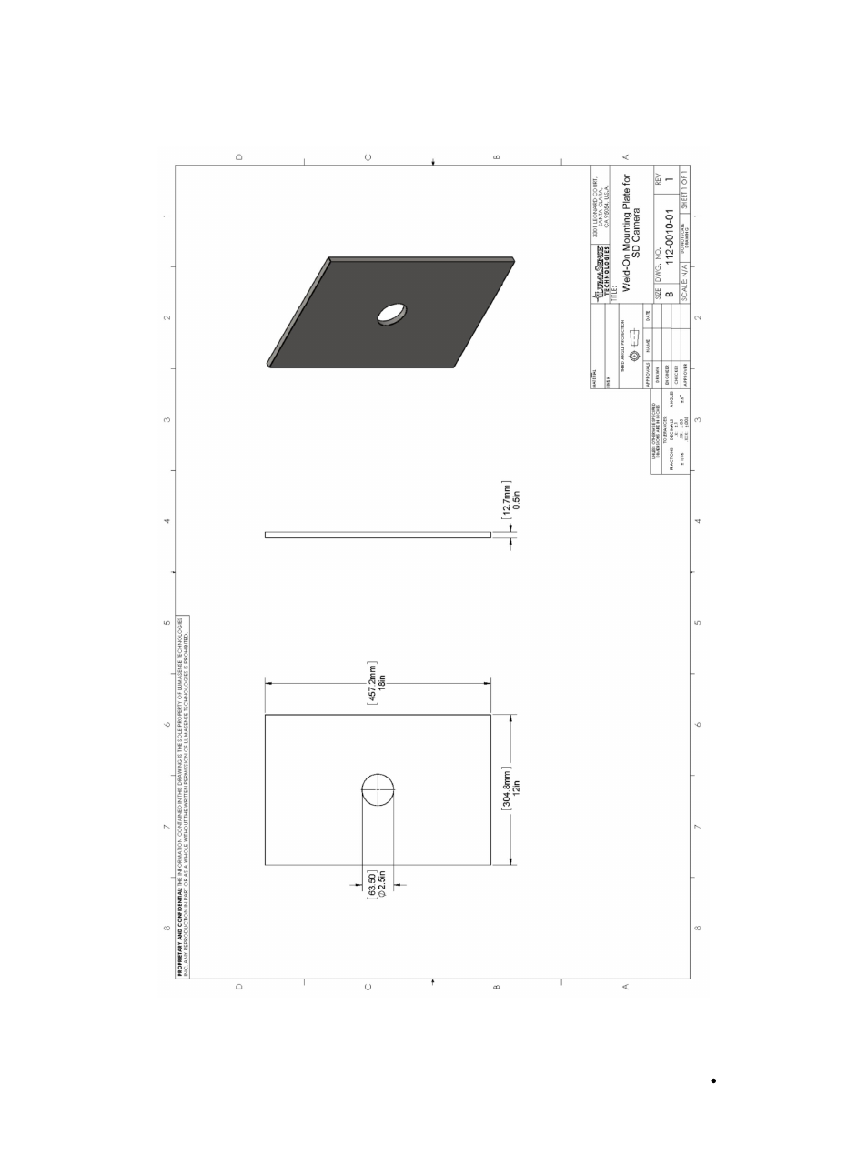 2 sd mounting plate drawings, Sd mounting plate drawings | LumaSense Technologies BoilerSpection-SD User Manual | Page 69 / 90