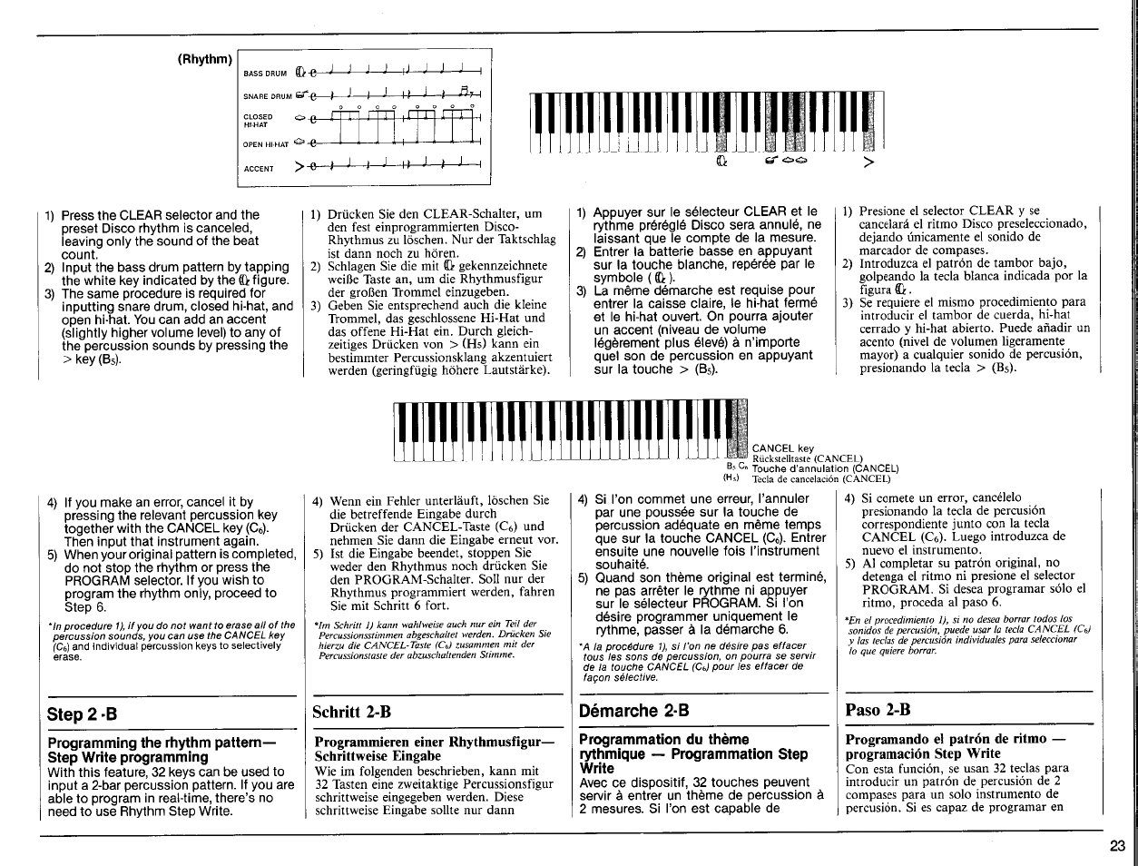 Rhythm), Step 2 -b, Démarche 2-b | Programmation du thème r^hmique, Programmation step | Yamaha PSR-6300 User Manual | Page 25 / 52