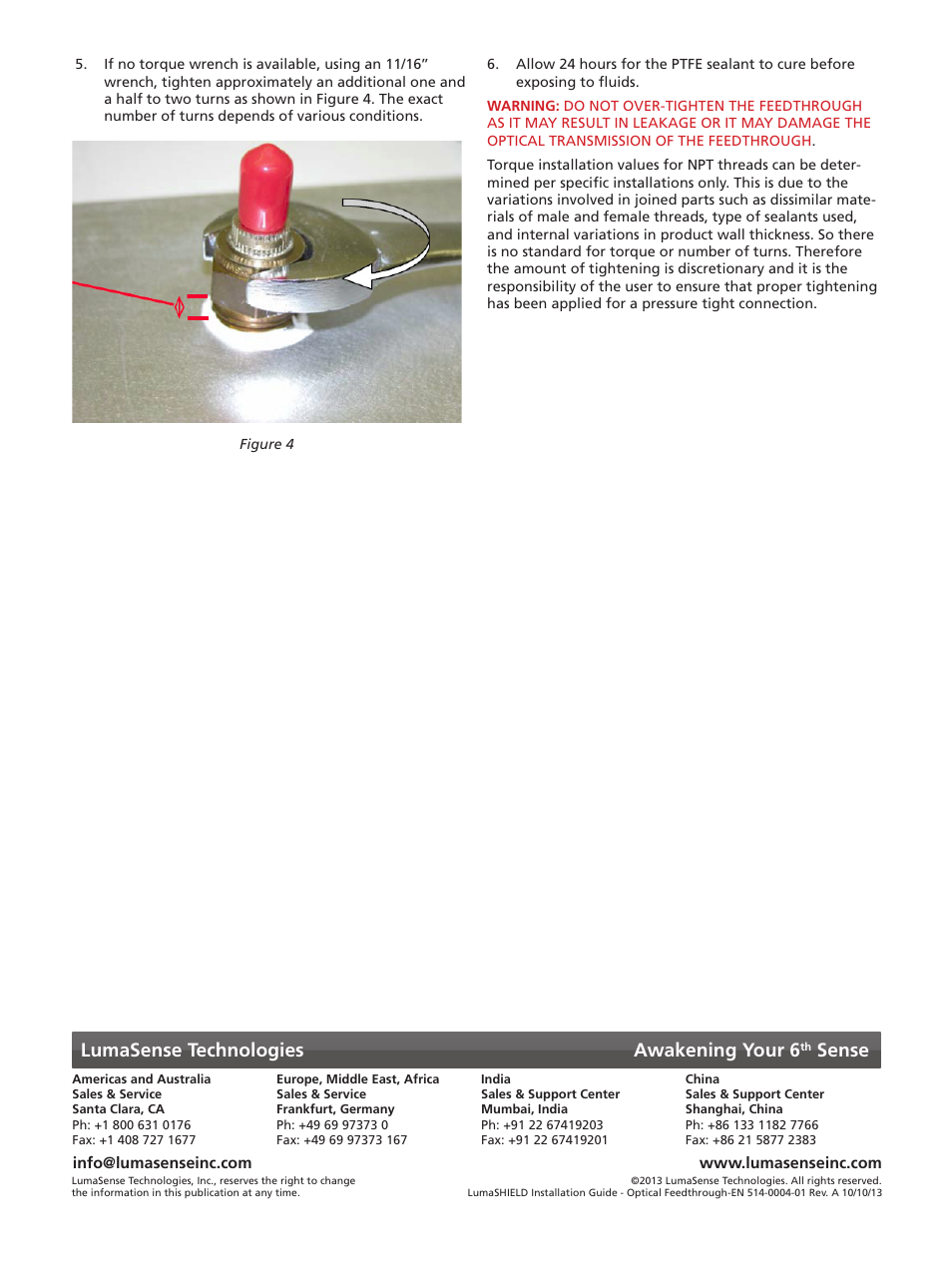 Lumasense technologies awakening your 6, Sense | LumaSense Technologies LumaSHIELD Controller Installation Guide: Optical Feedthrough User Manual | Page 2 / 2