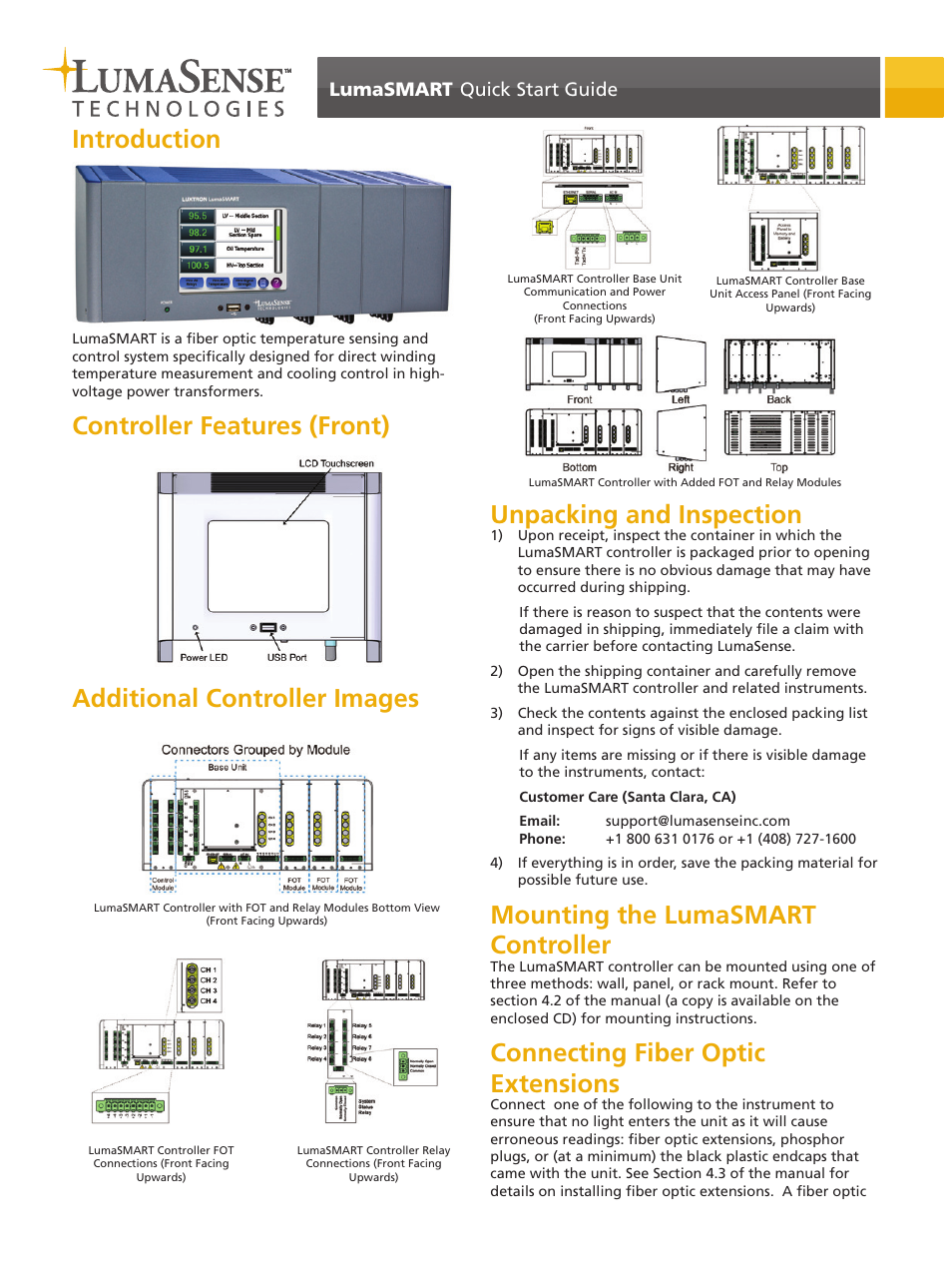 LumaSense Technologies LumaSMART Controller User Manual | 4 pages