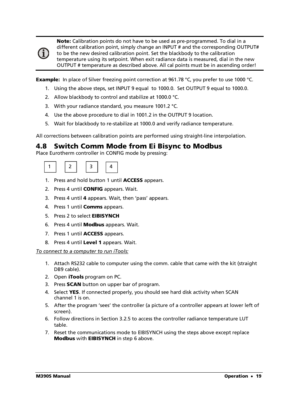 8 switch comm mode from ei bisync to modbus | LumaSense Technologies M390S User Manual | Page 19 / 32