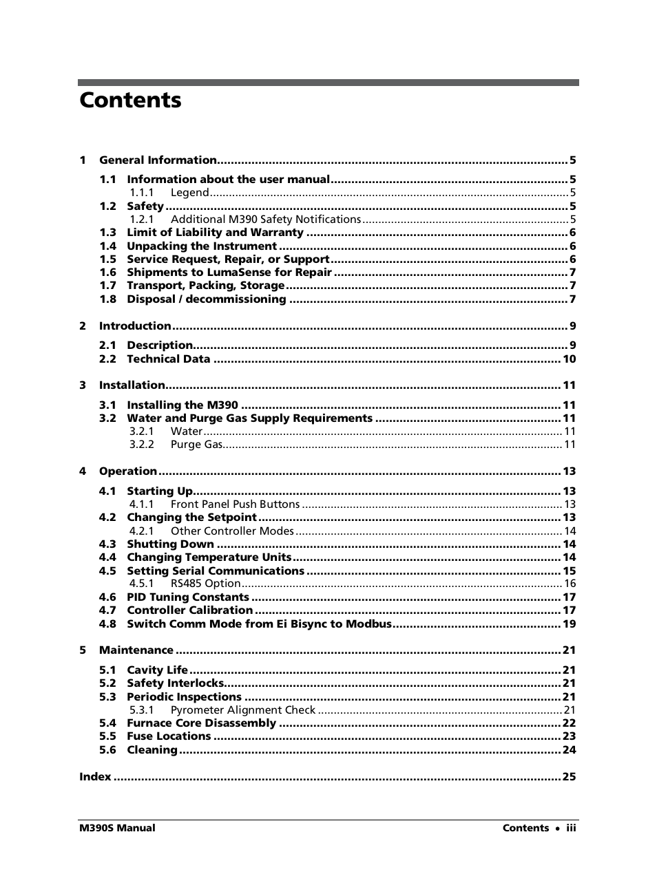 LumaSense Technologies M390S User Manual | Page 3 / 32