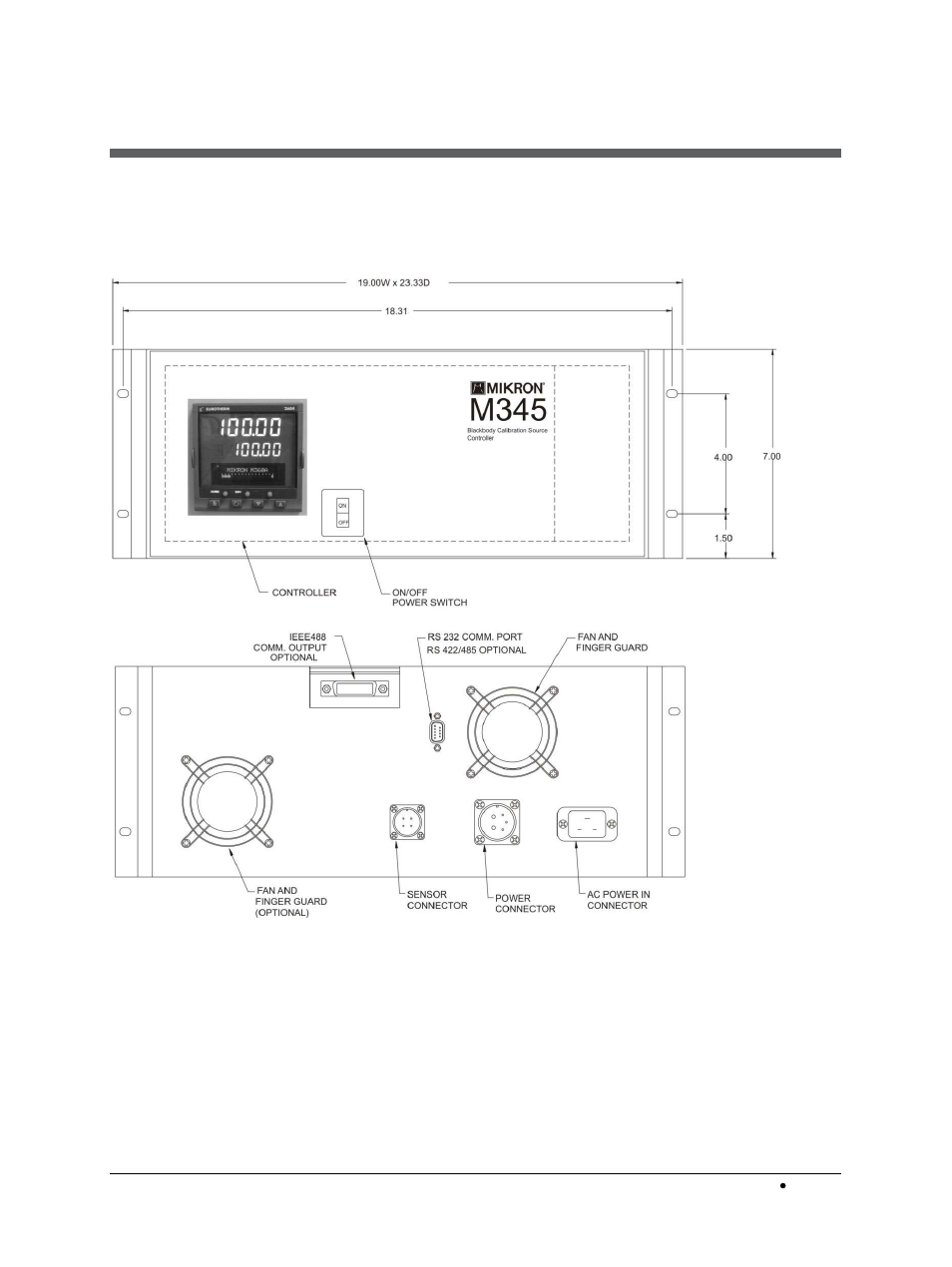 4 appendix, 1 dimensions, Appendix | Dimensions | LumaSense Technologies MIKRON M345X12 User Manual | Page 17 / 18