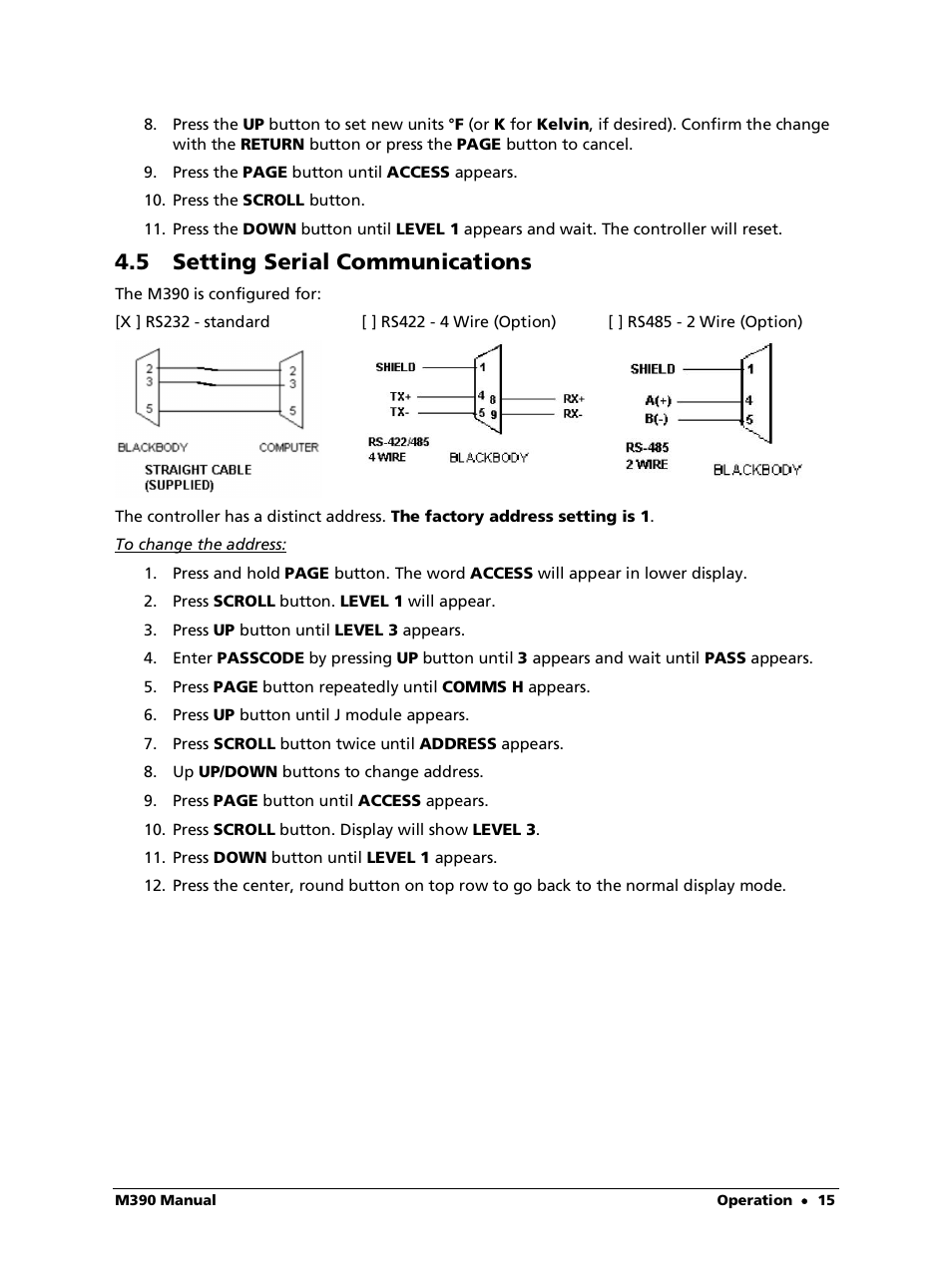 5 setting serial communications | LumaSense Technologies M390 User Manual | Page 15 / 35